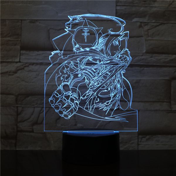 

edward elric figure usb 3d led night light boys child kids baby gifts japanese anime fullmetal alchemist table lamp bedside neon