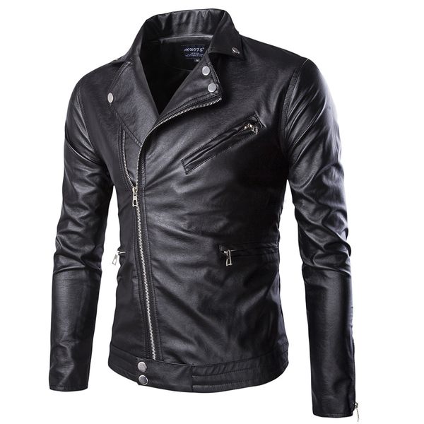 

2018 spring and autumn new products men locomotive leather coat occident fashion super large size men's leather coat m-5xl y667, Black