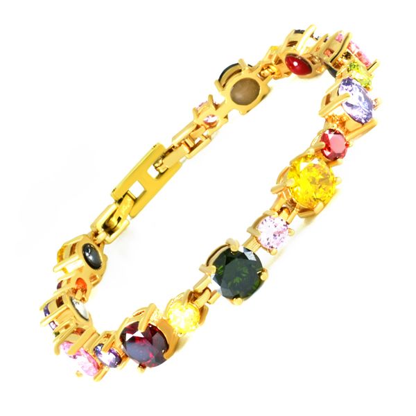 

2019 new style energy bracelet copper sparkling beautifully colored zircon student bracelet magnetic therapy for women, Golden;silver