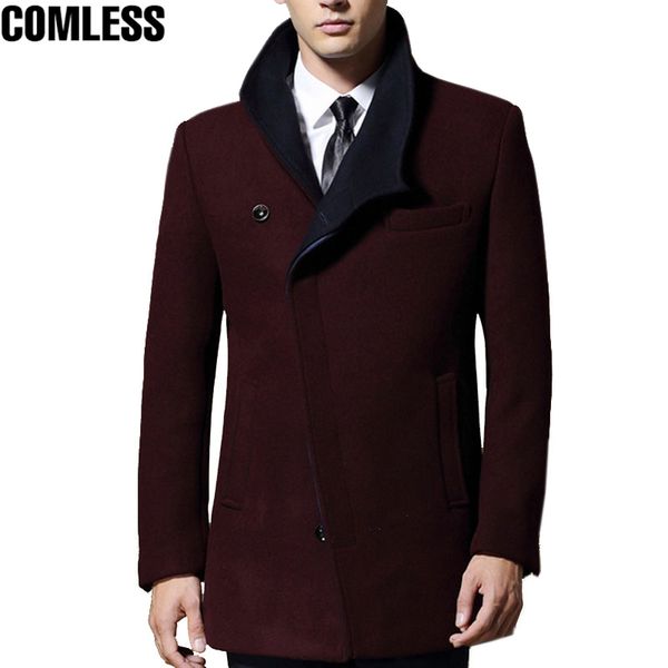 

2017 new winter cashmere jacket man long section single breasted overcoat mens turn-down collar casual woolen coat windbreaker, Black