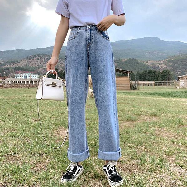 

blue pant jean women wide leg summer high waist boyfriend jeans for women 2020 new plus size jeans pants trousers