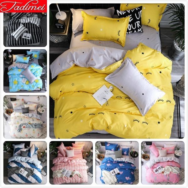 

3/4 pcs bedding set kids soft cotton bed linen single full  king size quilt duvet cover 150x200 180x220 200x240 sheet