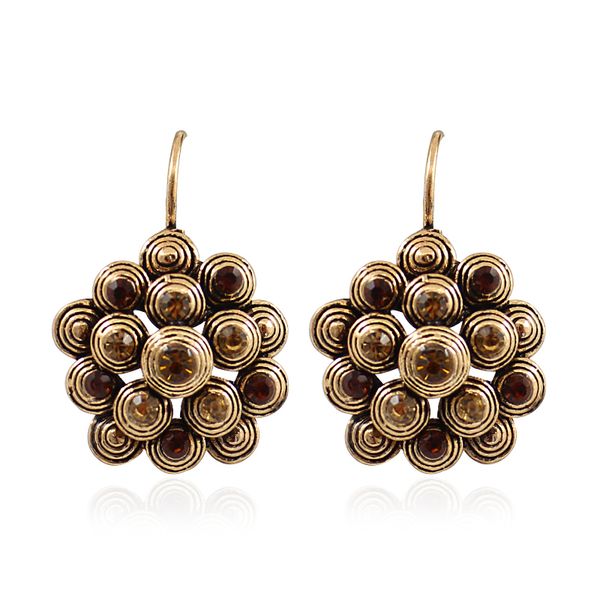 

bohemian delicate flower earrings sun flower rose pearl crystal spiral flower ear clip female fashion charm punk party jewelry, Silver