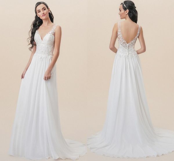 compre elegante cuello en v sin respaldo vestidos de novia correas