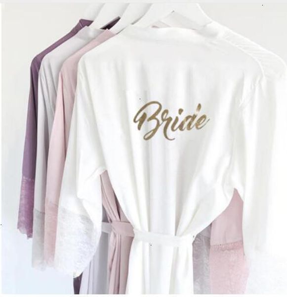 

r18 satin lace trim kimono bridal robes gold glitter bride bridesmaid nightwear nightgown dress party sleepwear for women, Black;red
