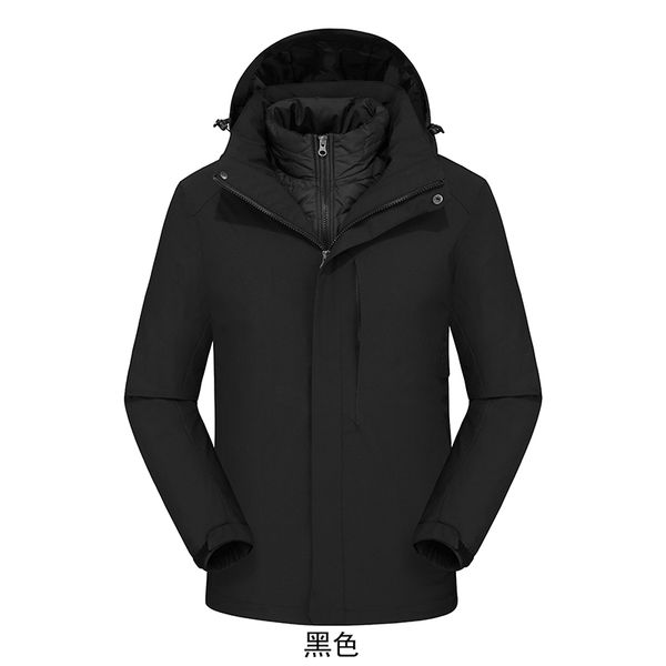 

tapoo 2019 winter jacket men windproof liner detachable 80% white duck down jacket thermal men's windbreaker overcoat, Black