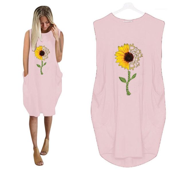 

summer dresses casual loose oversize sleeveless with pocket dresses o neck solid color plus size 5xl floral womens designer, Black;gray
