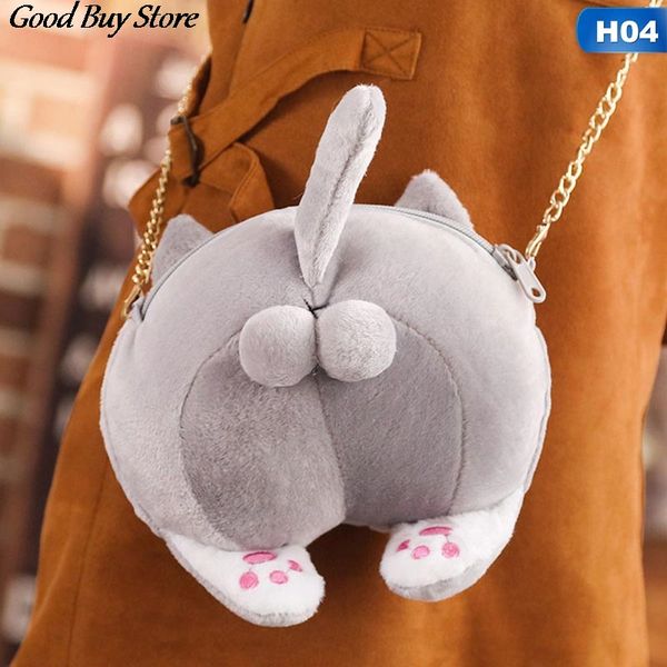 

dog buplush bag women cute shoulder purse chain handbag stuffed plush crossbody bags girls child cat tail messenger handbags