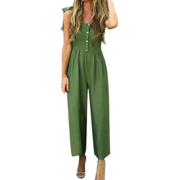

womens female jumpsuit costumes short sleeve v-collar button pants lady girlsjumpsuits, Black;white