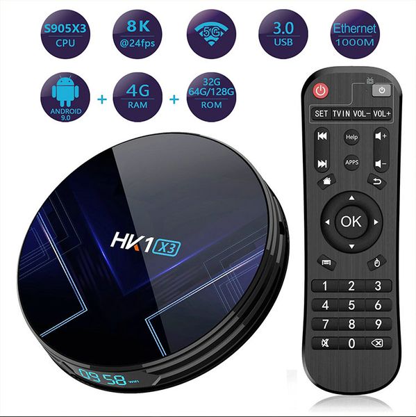 

HK1 X3 Amlogic S905X3 Android 9.0 TV BOX 4GB RAM 2.4G5G Wifi BT4.0 TV BOX PK TX6 H96 MAX