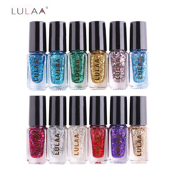 

lulaa 6ml nail polish gorgeous 12-colors nail gel polish metal sequins varnish semi-permanent gel immersion