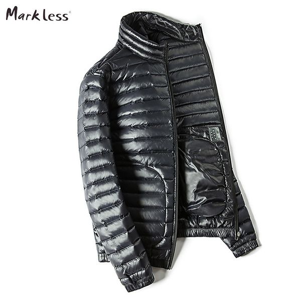 

markless зима бесшовные тонкий пуховик мужчины марка одежды casual белый утка вниз 90% мода мужчины пальто 2016 человек верхняя одежда, Black