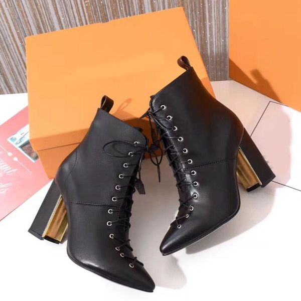 

2019 woman brand ankle boots shoes real leather fashion boots heels boots shoes us:5-10 with box dhl 03, Black;grey