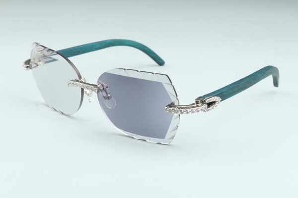 

high-end carved color changing lens 8300817-c7 luxury natural green wooden temple diamond glasses frame 58-18-140mm one mirror dual-use, Silver