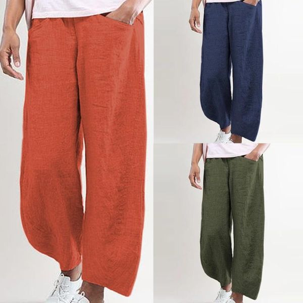 

2020 women summer pants bohemian fashion solid color cotton flax elastic long pants beach leisure trousers beach trouserse cn, Black;white