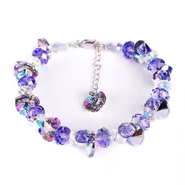 

crystal heart of ocean 925 sterling silver bracelets bracelet korean jewelry crystal jewelry, Black