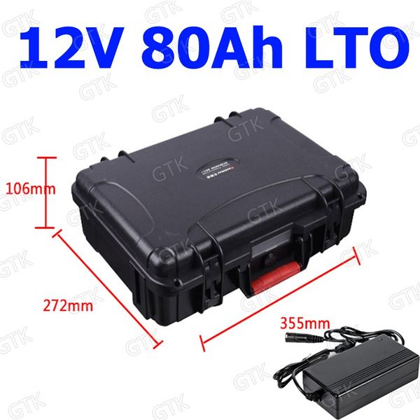 

Gtk waterproof lithium titanate battery 12v 80ah lto battery pack bm for power upply olar y tem golf cart ev 10a charger