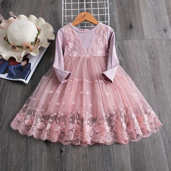 

soft cotton girls autumn dress lace embroidery princess holiday clothing 3-8y winter flower long sleeves kids girl party dress, Red;yellow