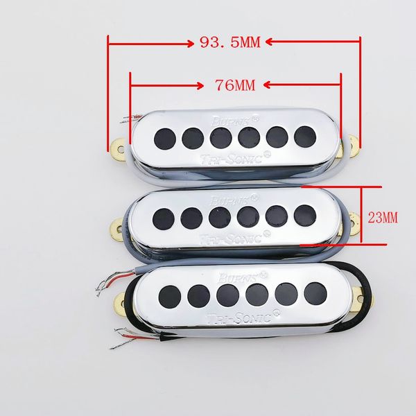 

alnico v burns brian may pickups style tri-sonic single coil pickup set neck middle bridge- chrome310g