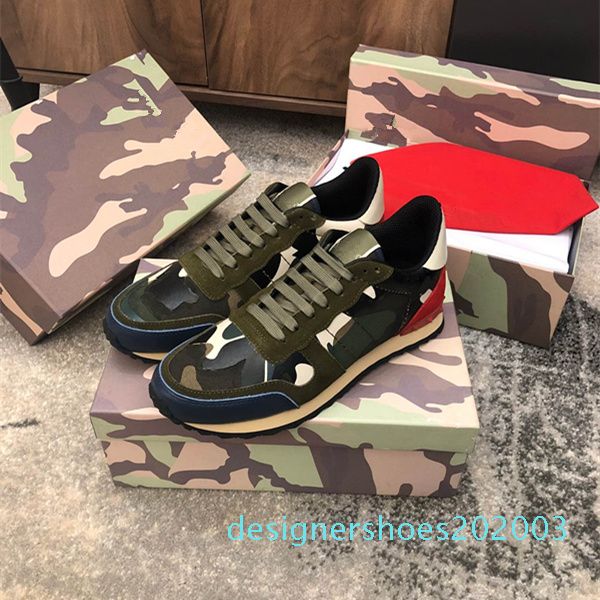 

2019 designer luxury mens women rockrunner sneakers camoufalge casual shoes with star des chaussures zapatos schuhe trainers d03, Black