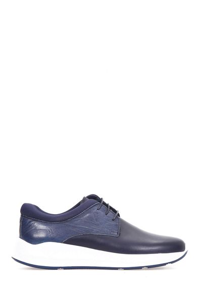 

derimod genuine leather navy blue men 's sneaker, Black