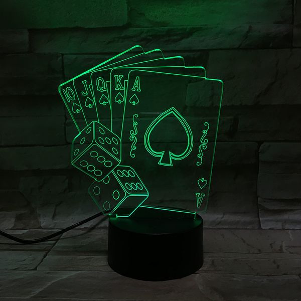 

3d lamp texas hold em poker game lovely present for teenager battery operated 7 colors with remote usb led night light lamp