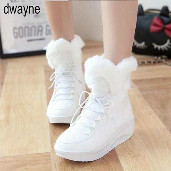 

winter women boots toe flat with fur ankle snow boots women's slip-resistant waterproof warm heels shoes gbn78, Black