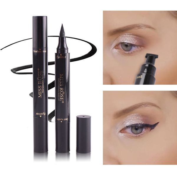

miss rose makeup liquid eyeliner pencil quick dry maquiagem solid black waterproof eye liner with stamp beauty eye pencil