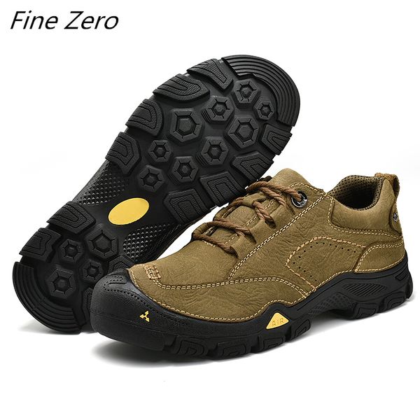 

new men's superb sewing thread genuine leather outdoor shoes breathable sneakers comfortable mountain hiking shoes hunting boots