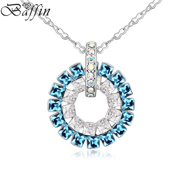 

baffin crystals circle pendants necklace crystals from swarovski friendship gifts for women, Silver