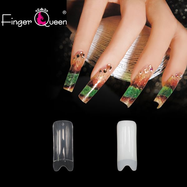 

fingerqueen 100pcs half nail tips natural/clear coffin false nails artificial false fake uv gel nail art decoration, Red;gold