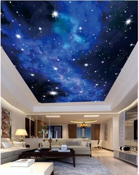 Acheter Personnalisé Grand 3d Plafond Photo Papier Peint Hd Ciel étoilé Nuit Vue Chambre Denfants Salon Zénith Plafond Peinture Murale Pour Murs 3d