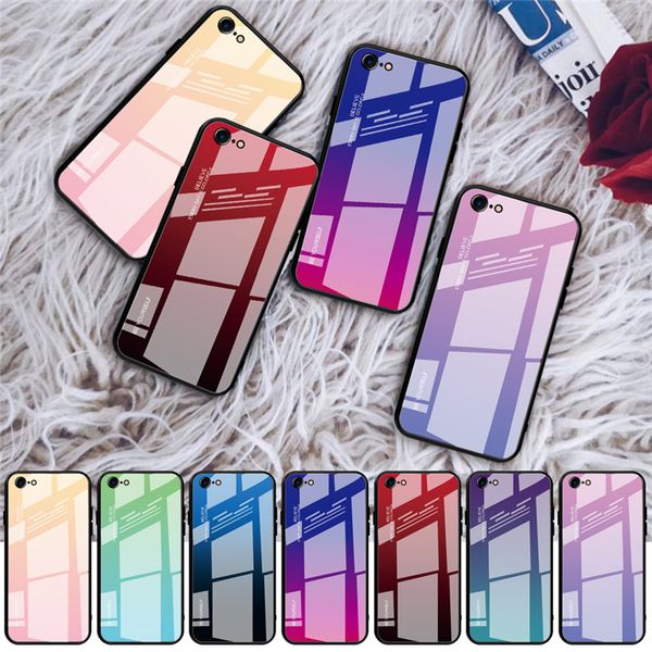 Gehärtete Glas-Farbverlaufs-Abdeckungshüllen für iPhone 13 Pro Max 12 Mini 11 XR Samsung S20 Plus S21 Ultra Note 20 A72 A52 5G A51 A71