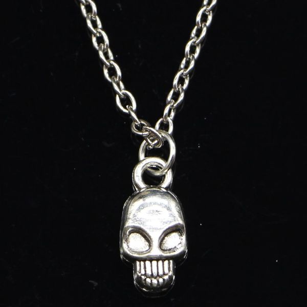 

20pcs new fashion necklace 15x7mm skeleton head skull silver pendants short long women men colar gift jewelry choker