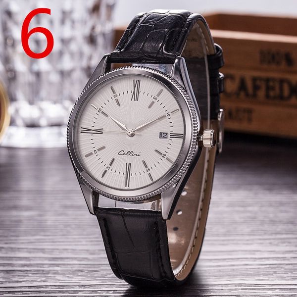 

luxury men's and women's business quartz watch exquisite wristwatch luxury design case pure leather strap dial color 6and 25, Slivery;brown