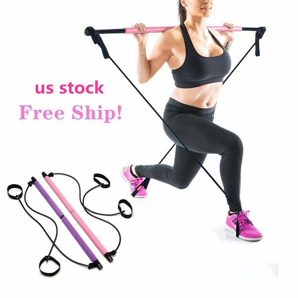 

us yoga pull rods portable home yoga gym body abdominal resistance bands for pilates exercise stick toning bar fitness rope puller fy6148