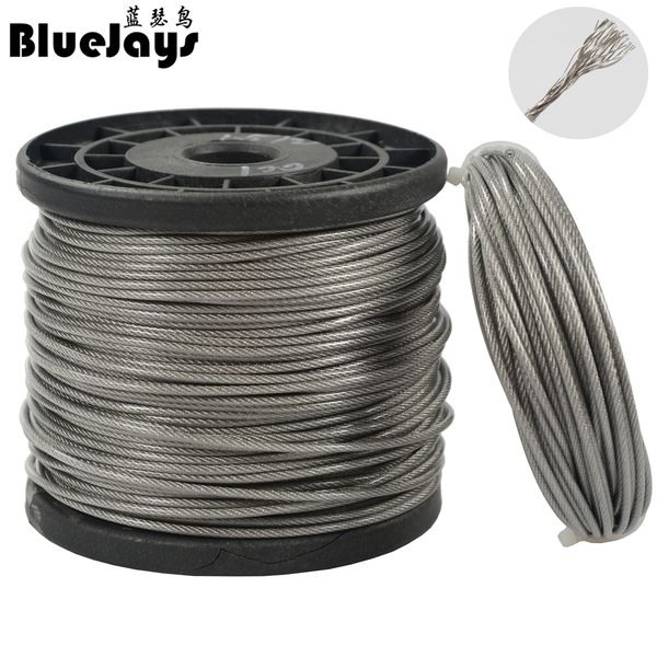 

10m 70lb-368lb fishing steel wire line 7x7 strands trace coating wire leader coating jigging lead fish jigging line 0.8-2mm