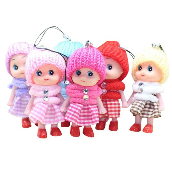 

cute kids toys soft interactive baby dolls toy key chain mini doll keychain for girls key ring key holder mma2883