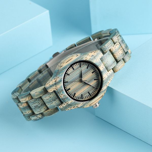

retro light gray green wood watch women's unique slim full wooden bracelet quartz wrist watches montre femme marque de luxe 2019, Slivery;brown
