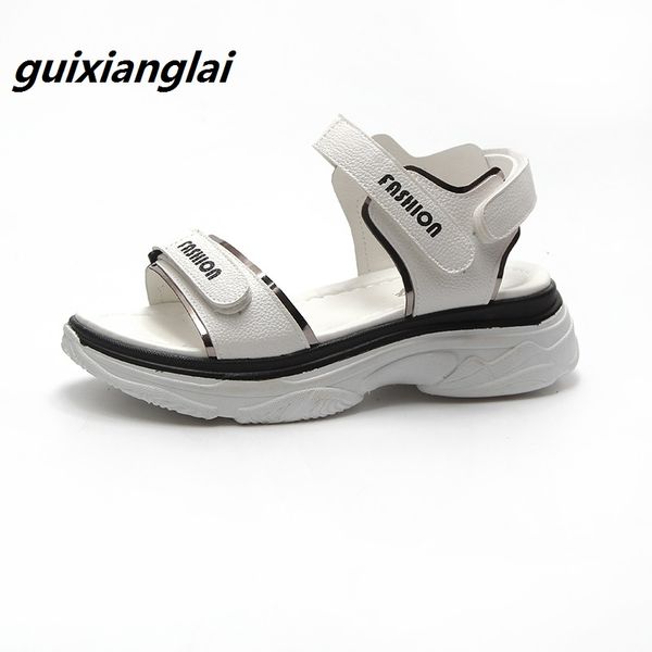 

black sandals female 2020 summer new fairy wind flat wedge wild leisure surest cuffed ins-music of the tide