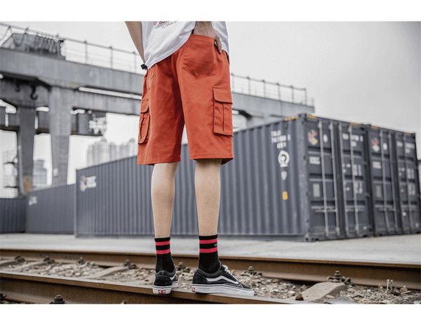 

cargo hiphop mens shorts fitness training shorts sports knee length pants basketball gym loose trousers, White;black