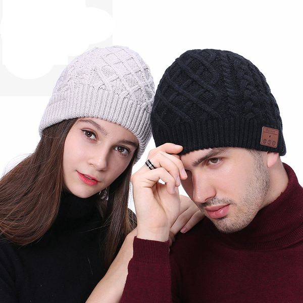 

wireless bluetooth beanies hat creative smart sport music headset cap warm winter with mic speaker knit hat lla1388-t, Blue;gray