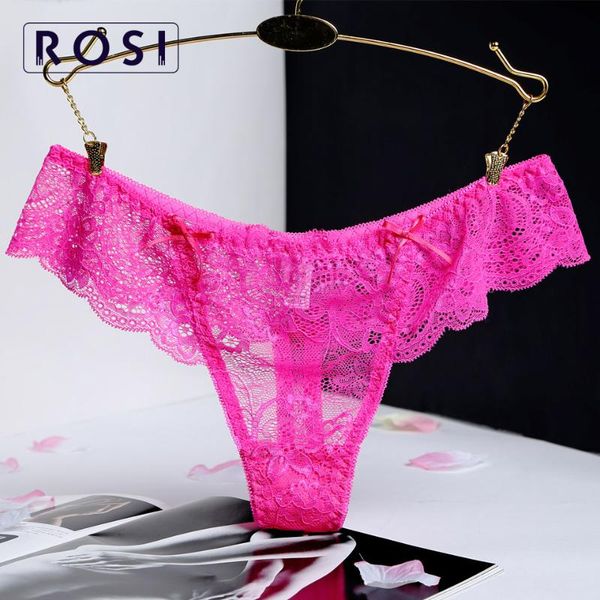 

women's panties female lace seamless thong underwear low rise floral briefs breathable solid g string rosi, Black;pink