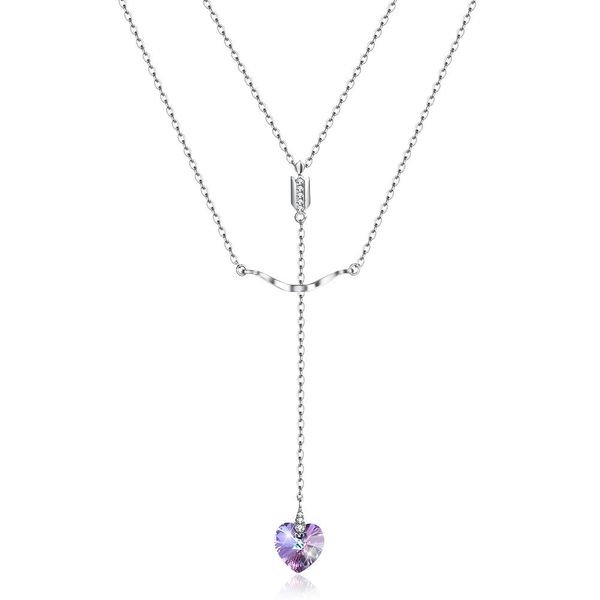 

elegant pendant necklaces crystal from swarovski elements s925 sterling silver stacked heart shaped pendant necklace jewelry gifts potala313