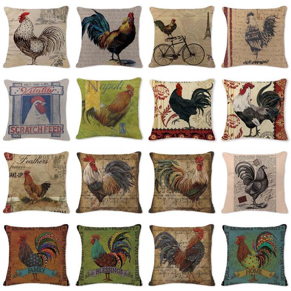 

letter chicken cool cushion cover cotton linen couch car sofa bedroom home decorative throw pillow textile printed pillow case