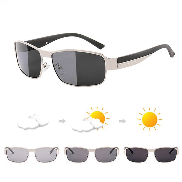 

pchromic polarized sunglasses men discoloration eyewear anti glare glasses driving goggles oculos lentes de sol mujer uv400, White;black