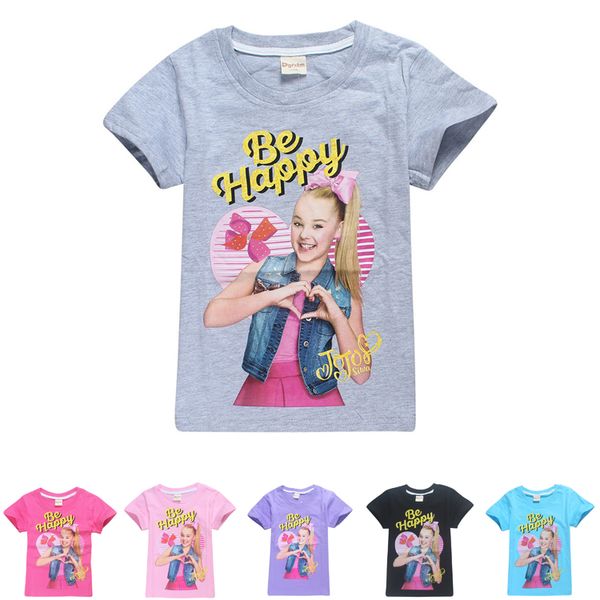 

6 colors jojo siwa printed summer 4-12y girls t shirt tees 100% cotton kids cartoon t-shirts kids designer clothes girls dhl fj10, Blue