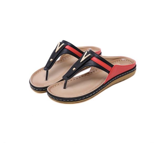 

2020 summer women shoes flip flops ladies beach sandals plus size women sandals flat women flip flops, Black