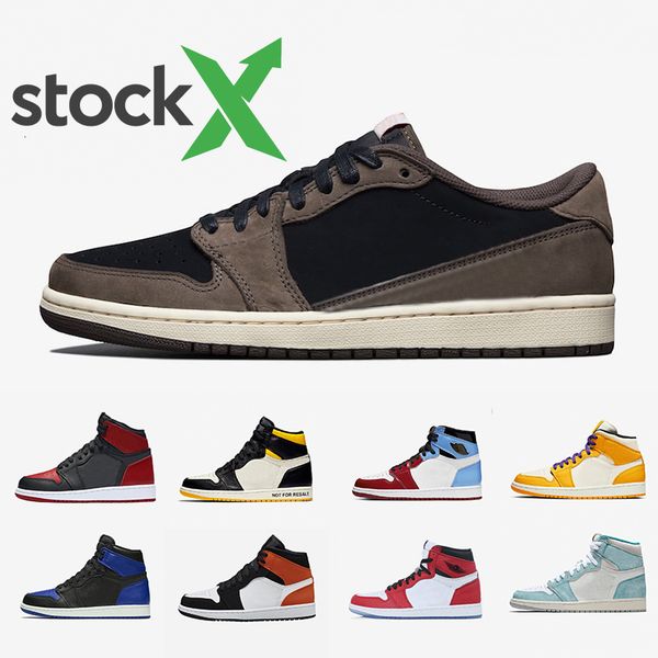 

stock x 1 high travis scotts low fearless obsidian mens basketball shoes spiderman 1s chicago banned bred toe men sports designers sneakers