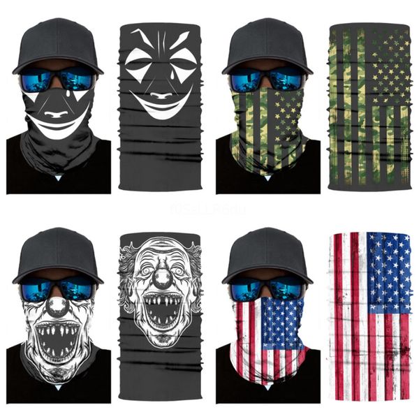 

azrmx 3d printing magic headwear multi-function half face mask outdoor er skull scarf anti-uv cycling bandana neck sports skull scarf 202#29, Blue;black